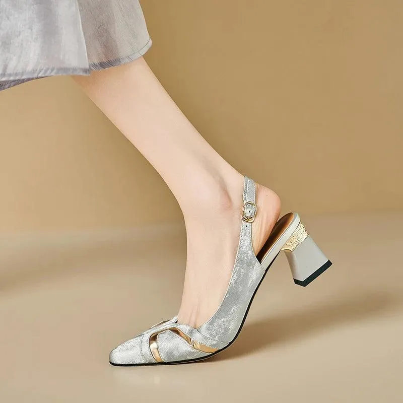 TSS58 Leather Heels Pumps Sandals - Women's Casual Shoes