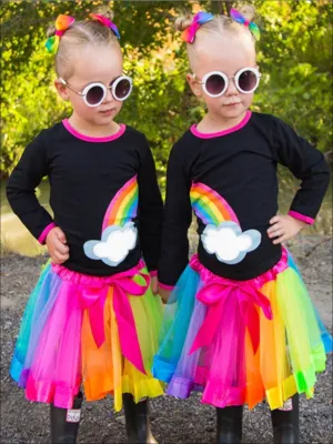 Twinning Rainbow Top And Tulle Tutu Skirt Set
