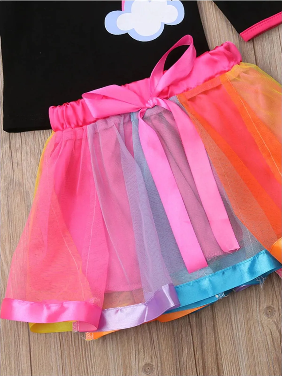 Twinning Rainbow Top And Tulle Tutu Skirt Set