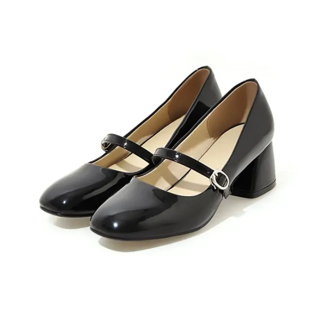 USS Shoes Abby Women's Mid Heel Buckle Black Shoes