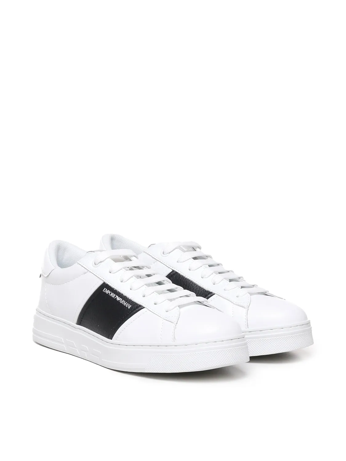 White Leather Sneakers with Logo