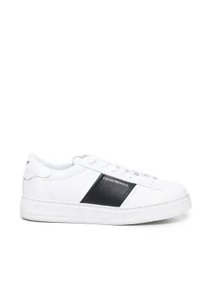 White Leather Sneakers with Logo