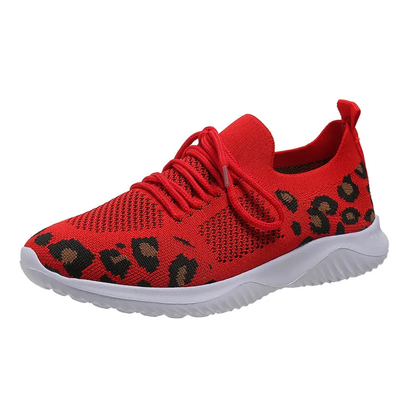 women's leopard print mesh sneakers