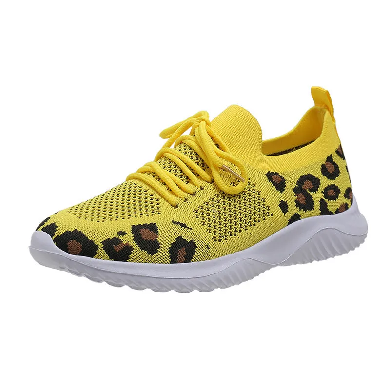 women's leopard print mesh sneakers