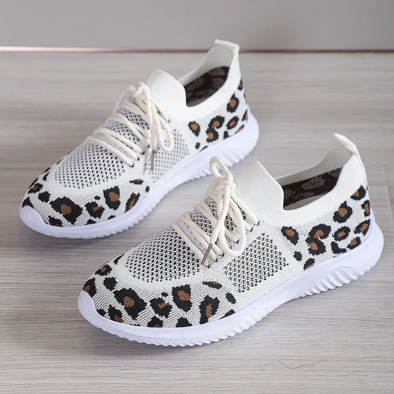 women's leopard print mesh sneakers