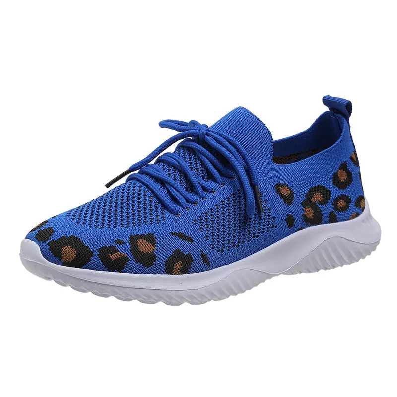 women's leopard print mesh sneakers