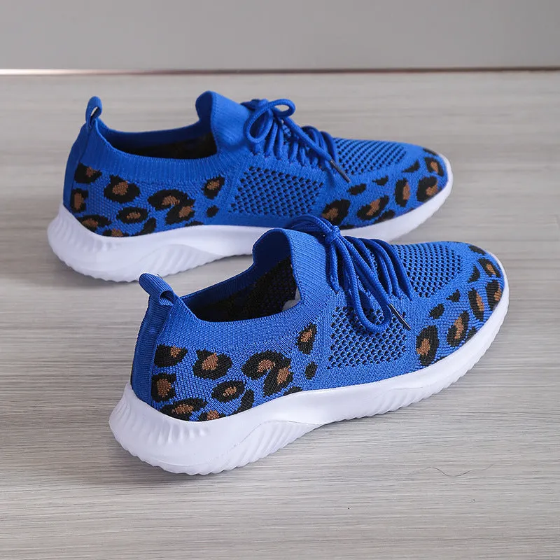 women's leopard print mesh sneakers